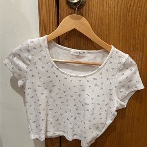White Patterned Crop Top
